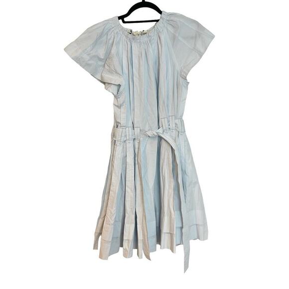 Ulla Johnson Mae Mini Dress Sea Glass Poplin Babydoll Pleated Women's Size 6 NWT - Picture 7 of 13